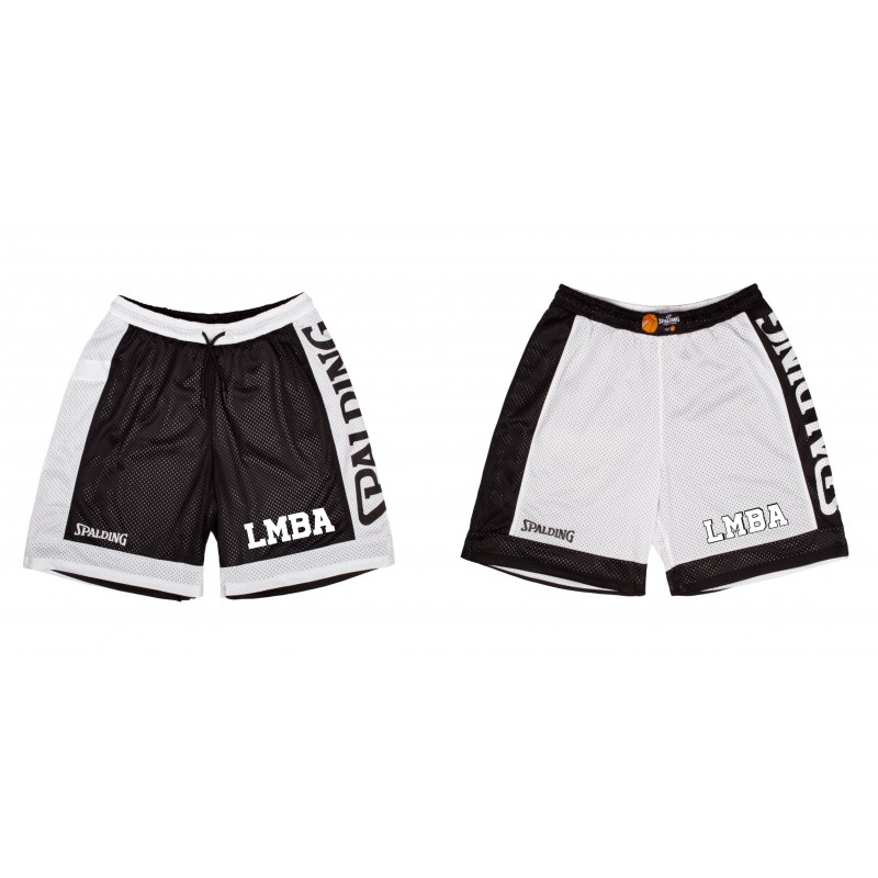 Short réversible Spalding adulte marquage 2 faces noir et blanc